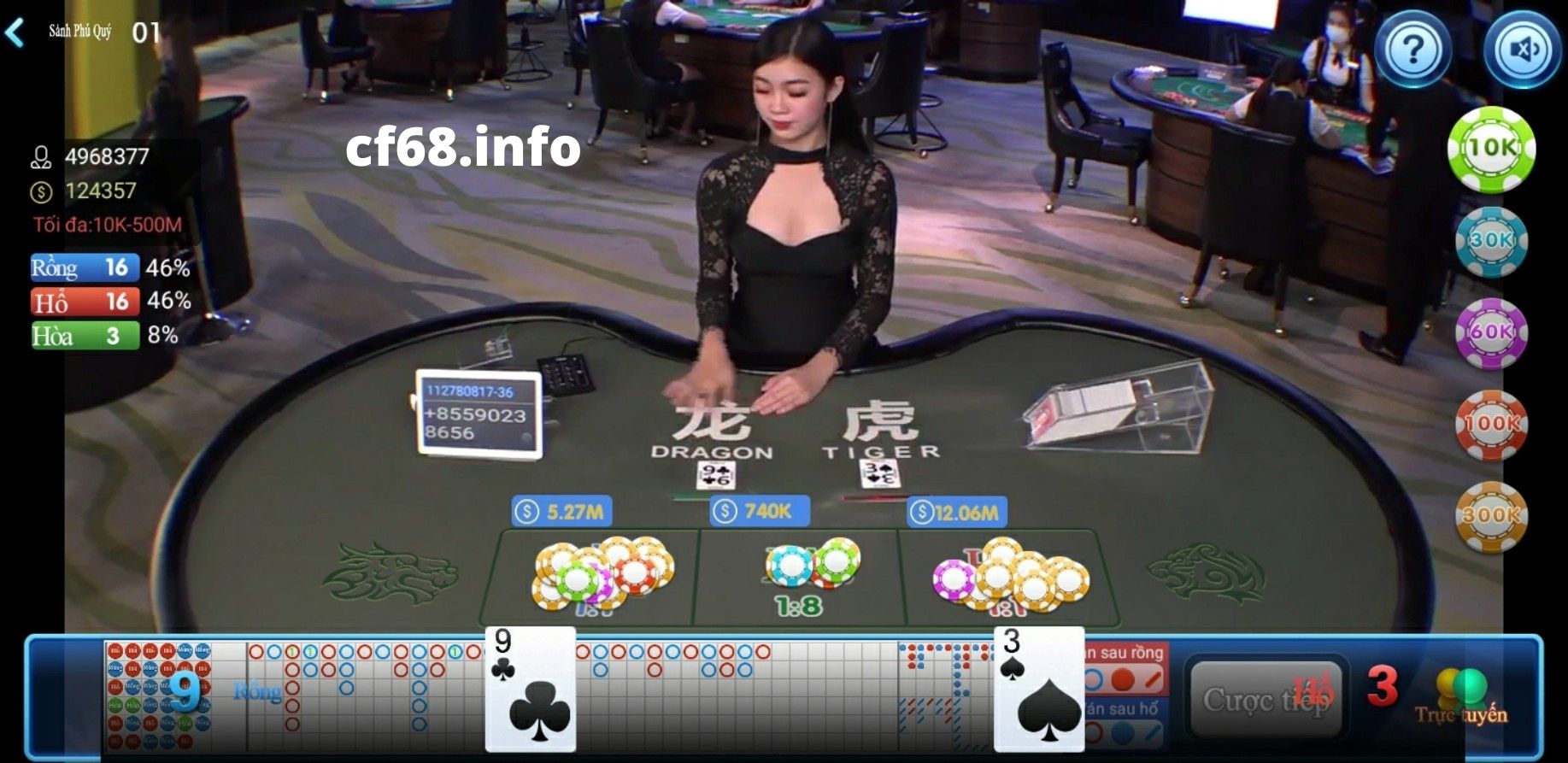 sảnh game live casino CF68, game live casino CF68