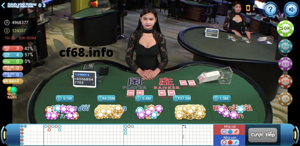 chơi game live casino CF68, chọn game để cá cược
