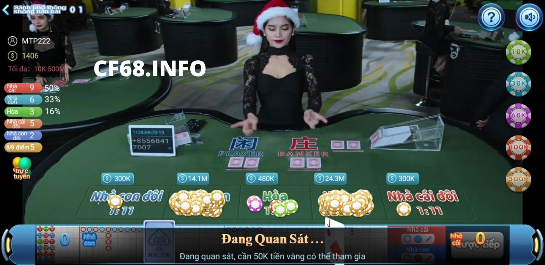 sảnh live casino CF68, game trực tuyến CF68